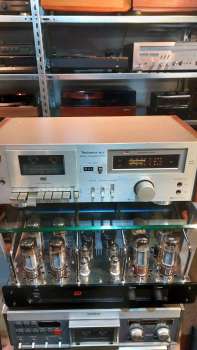 Preview: Technics M-11 Tapedeck in silber mit Holz Seiten fluor VU-Meter  1980 Japan