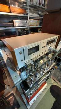 Preview: Technics M-11 Tapedeck in silber mit Holz Seiten fluor VU-Meter  1980 Japan
