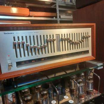 Technics SH-8020 Equalizer silber im woodcase 2 x 12 beleuchtete Regler