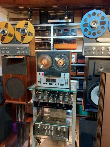 Tandberg X 3500 Tonbandgerät mit Holzseiten von 1975